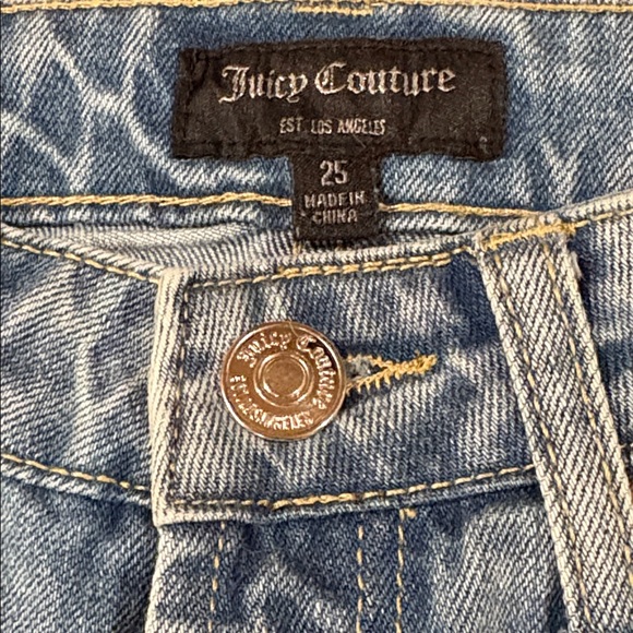 💕Juicy Couture VENICE Jeans•Embroidered Velvet Trashed Red Pink•BNWT $98💕 - Picture 6 of 7